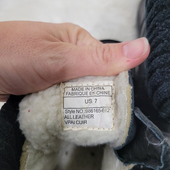 ❤️Manathan Black Leather Womens Ankle Booties Round Toe Loop Straps Size 7 Boot - Picture 3 of 6